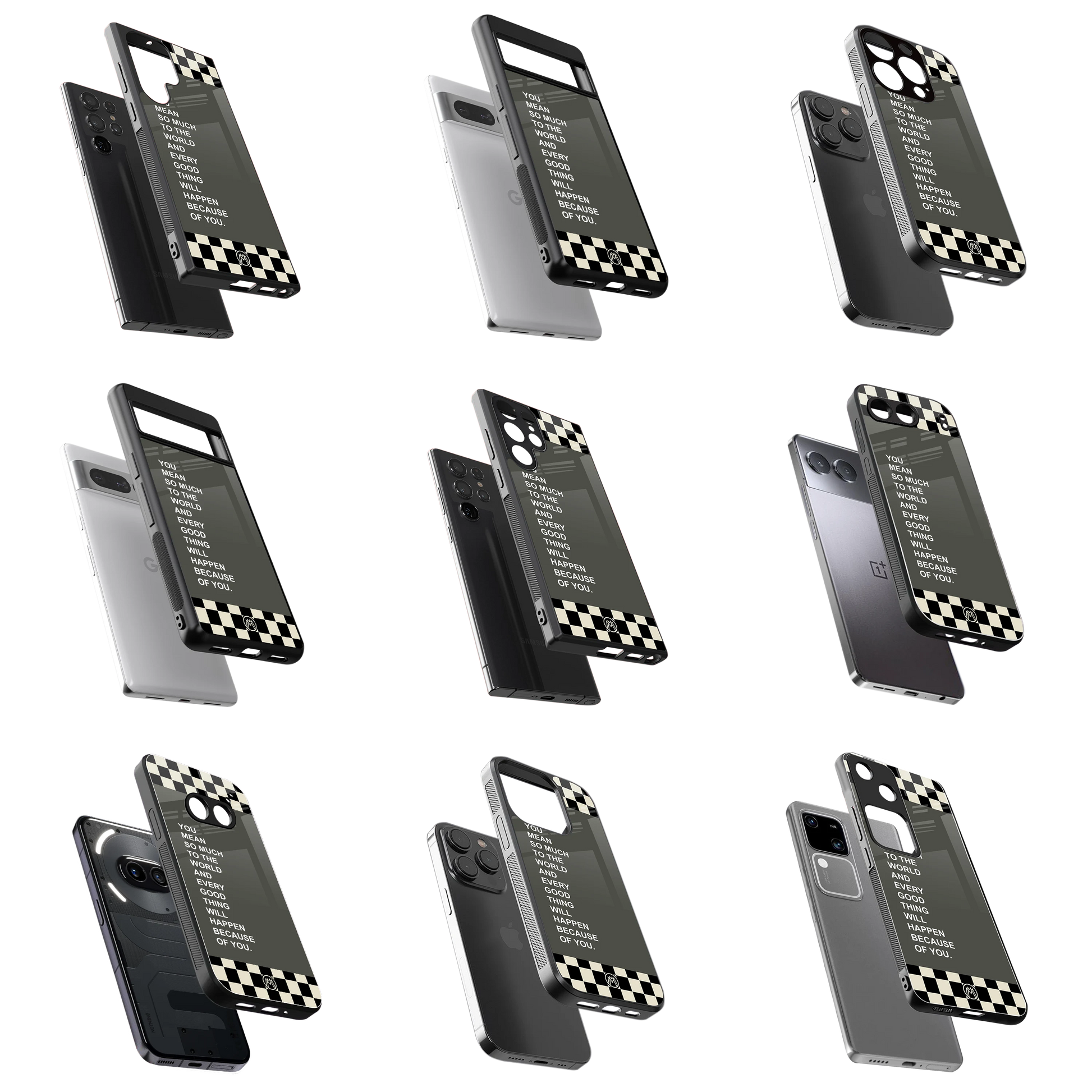 Durable Glass Back Mobile Case for iPhone, Samsung, OnePlus, Google Pixel, Redmi, Vivo, Oppo