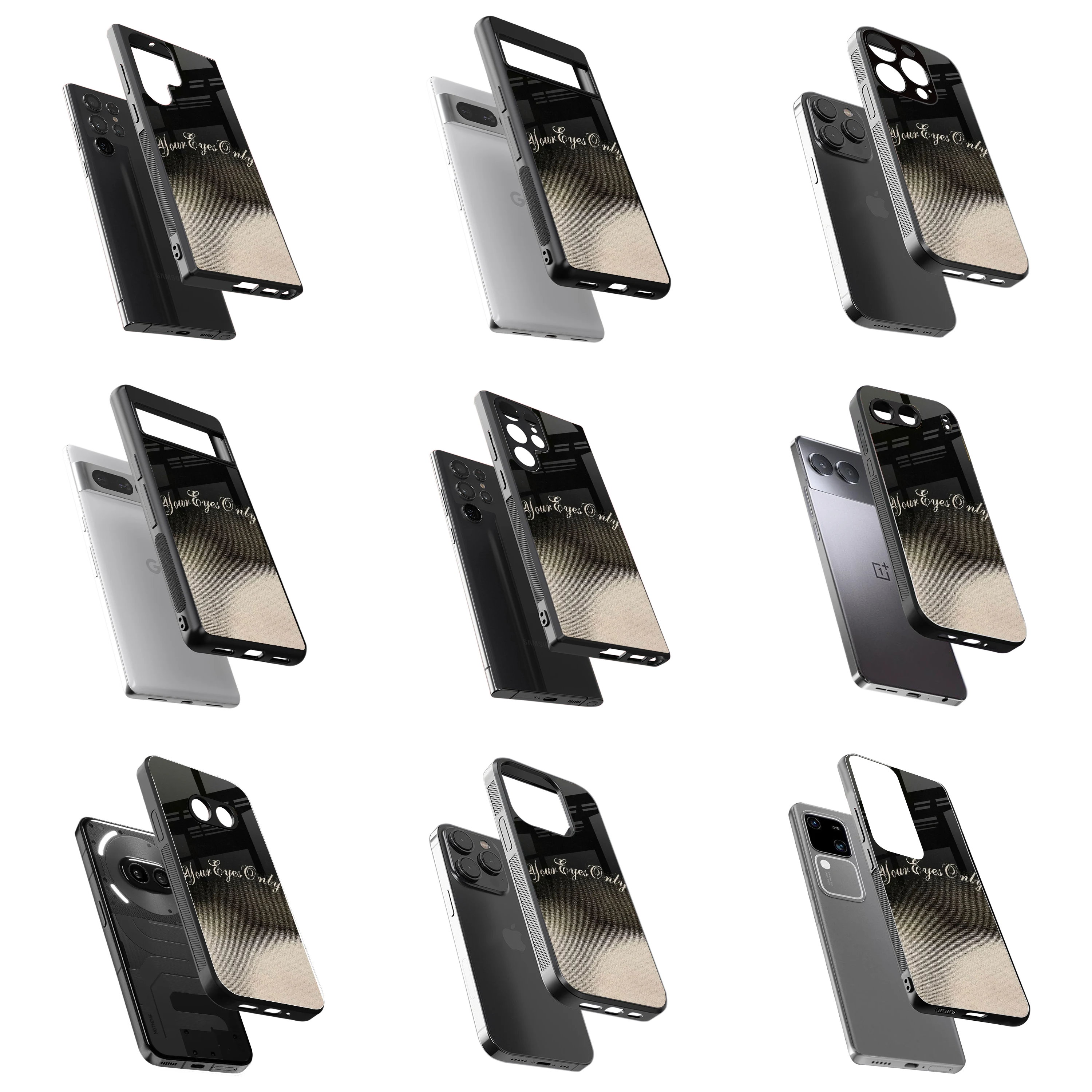 Durable Glass Back Mobile Case for iPhone, Samsung, OnePlus, Google Pixel, Redmi, Vivo, Oppo