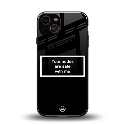 your nudes are safe with me black back phone cover | glass case for iphone 13