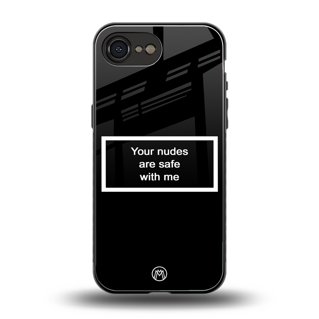 your nudes are safe with me black back phone cover | glass case for iphone 16e