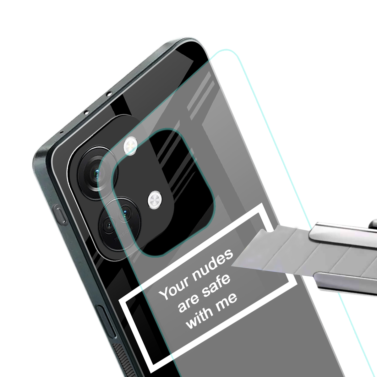 your nudes are safe with me black back phone cover | glass case for oneplus nord 3