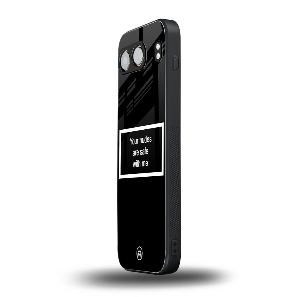 your nudes are safe with me black back phone cover | glass case for oneplus nord 4