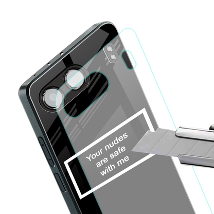 your nudes are safe with me black back phone cover | glass case for oneplus nord 4