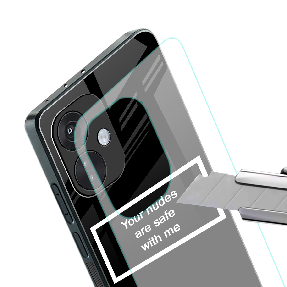 your nudes are safe with me black back phone cover | glass case for oneplus nord ce 3