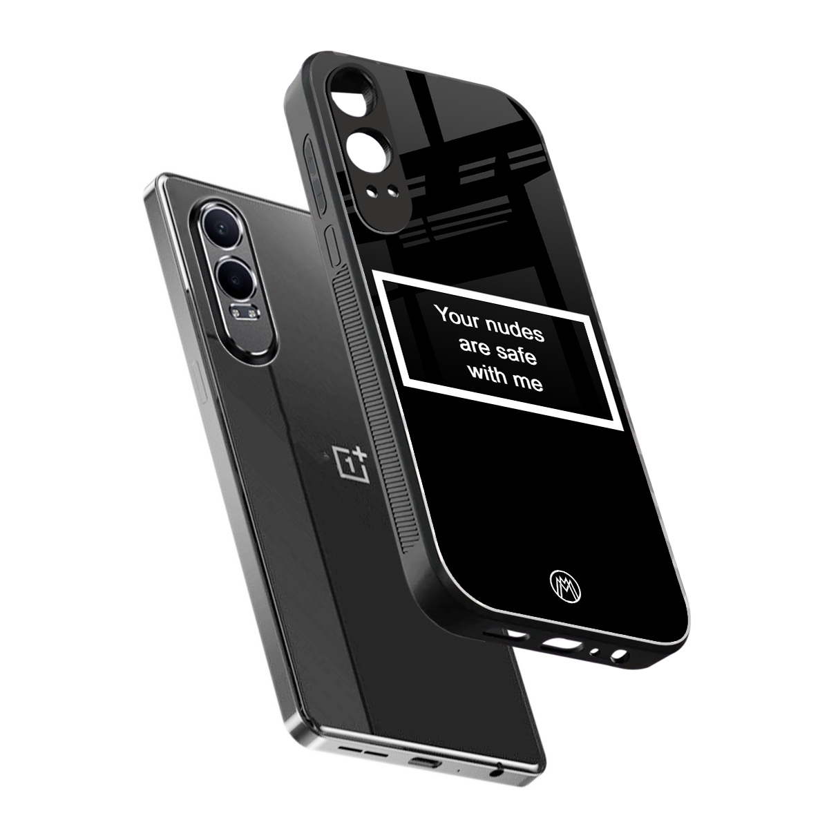 your nudes are safe with me black back phone cover | glass case for oneplus nord ce 4 lite