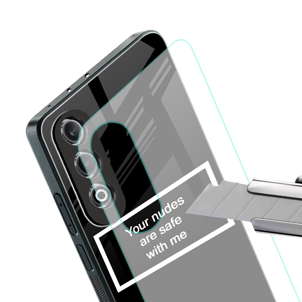 your nudes are safe with me black back phone cover | glass case for oneplus nord ce 4