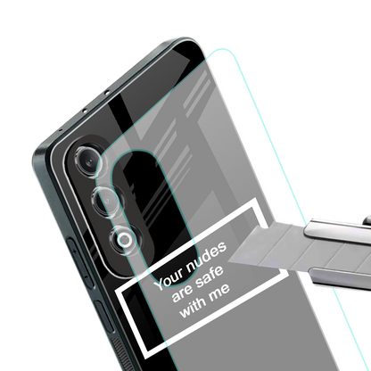 your nudes are safe with me black back phone cover | glass case for oneplus nord ce 4