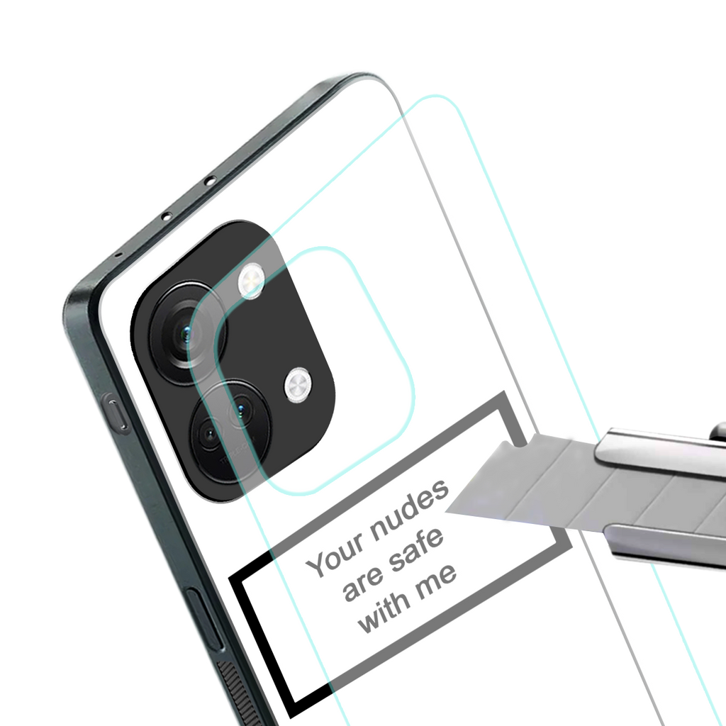 your nudes are safe with me white back phone cover | glass case for oneplus nord 3
