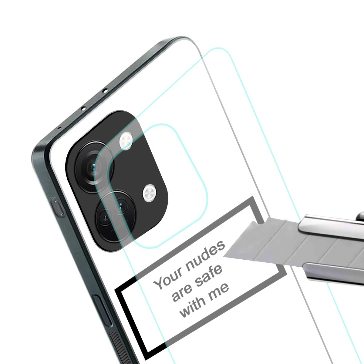 your nudes are safe with me white back phone cover | glass case for oneplus nord 3