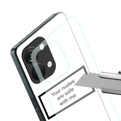your nudes are safe with me white back phone cover | glass case for oneplus nord 3