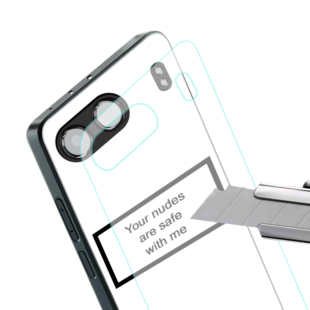 your nudes are safe with me white back phone cover | glass case for oneplus nord 4