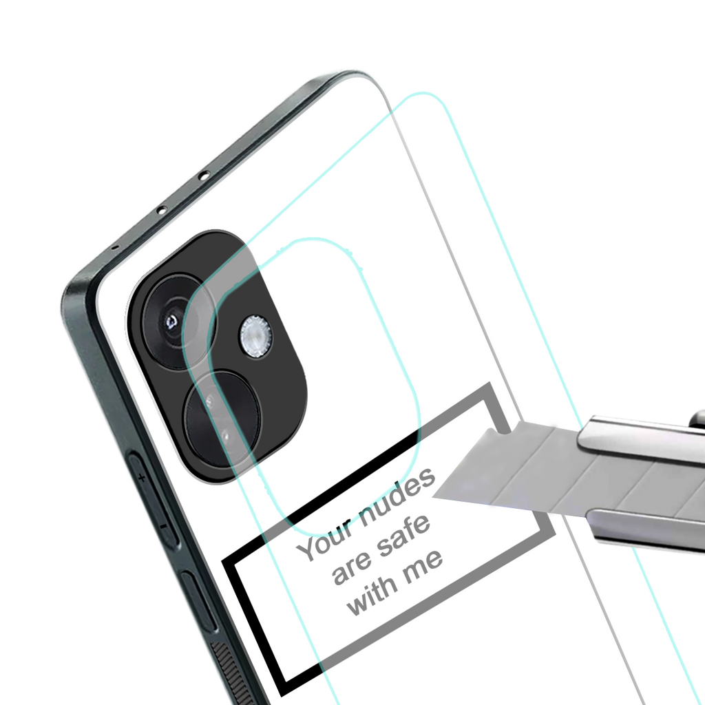 your nudes are safe with me white back phone cover | glass case for oneplus nord ce 3