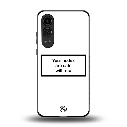 your nudes are safe with me white back phone cover | glass case for oneplus nord ce 4 lite