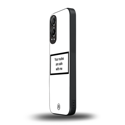 your nudes are safe with me white back phone cover | glass case for oneplus nord ce 4 lite