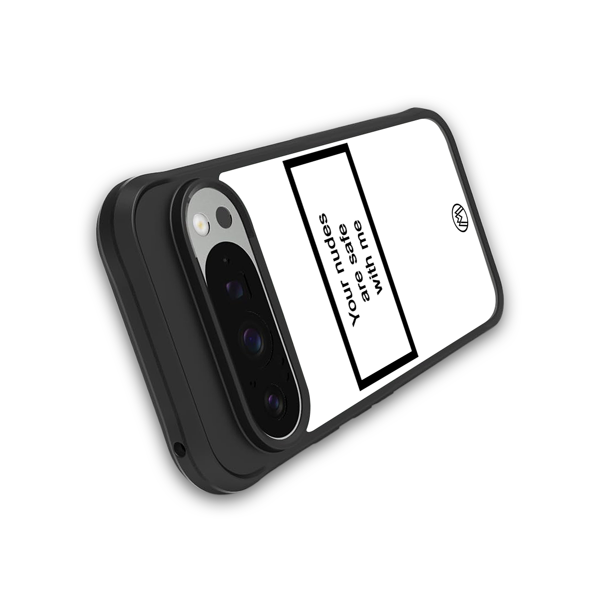 your nudes are safe with me white back phone cover | glass case for google pixel 9 pro xl