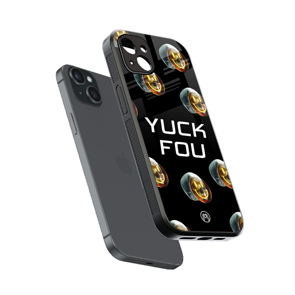 yuck fou back phone cover | glass case for iphone 15 plus