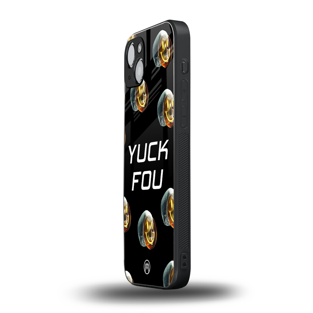 yuck fou back phone cover | glass case for iphone 14 plus