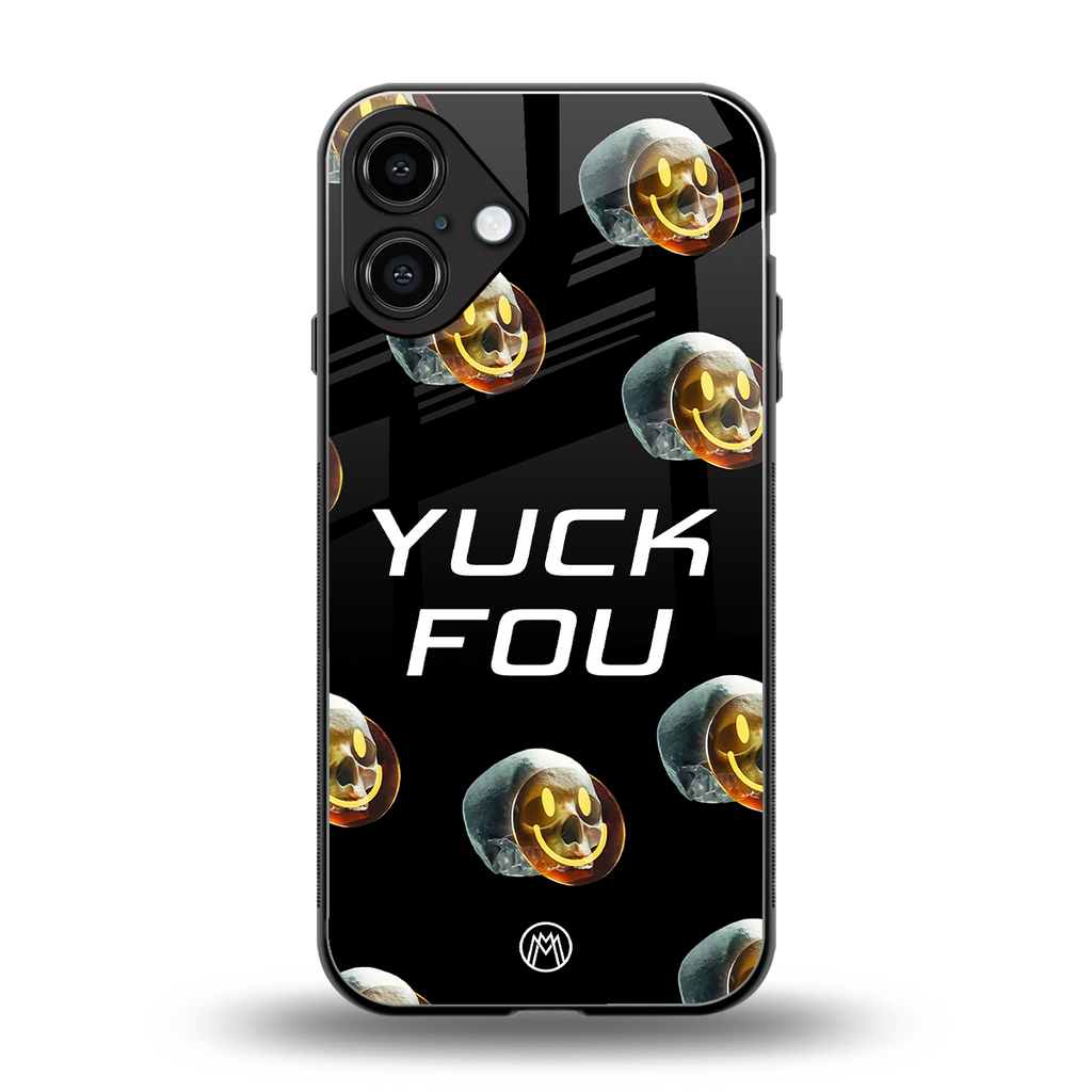 yuck fou back phone cover | glass case for iphone 16 plus