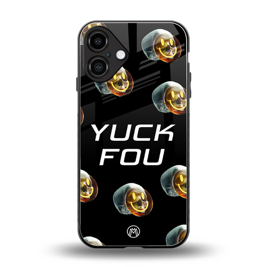 yuck fou back phone cover | glass case for iphone 16 plus