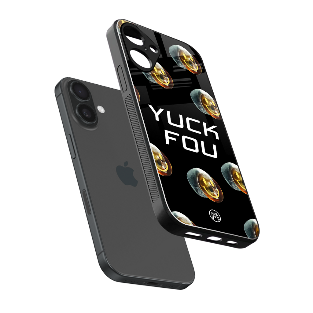yuck fou back phone cover | glass case for iphone 16 plus