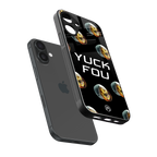 yuck fou back phone cover | glass case for iphone 16 plus