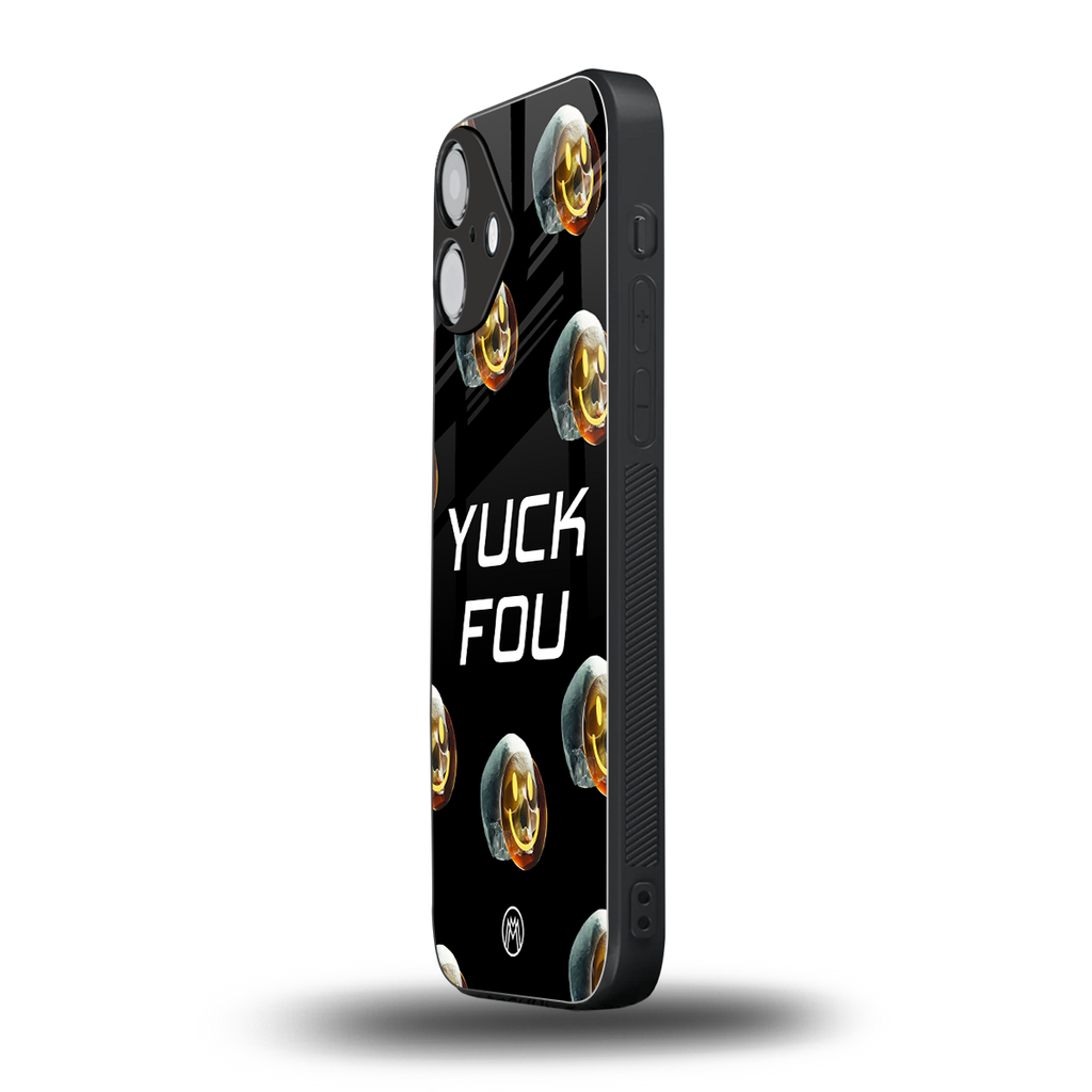 yuck fou back phone cover | glass case for iphone 16 plus