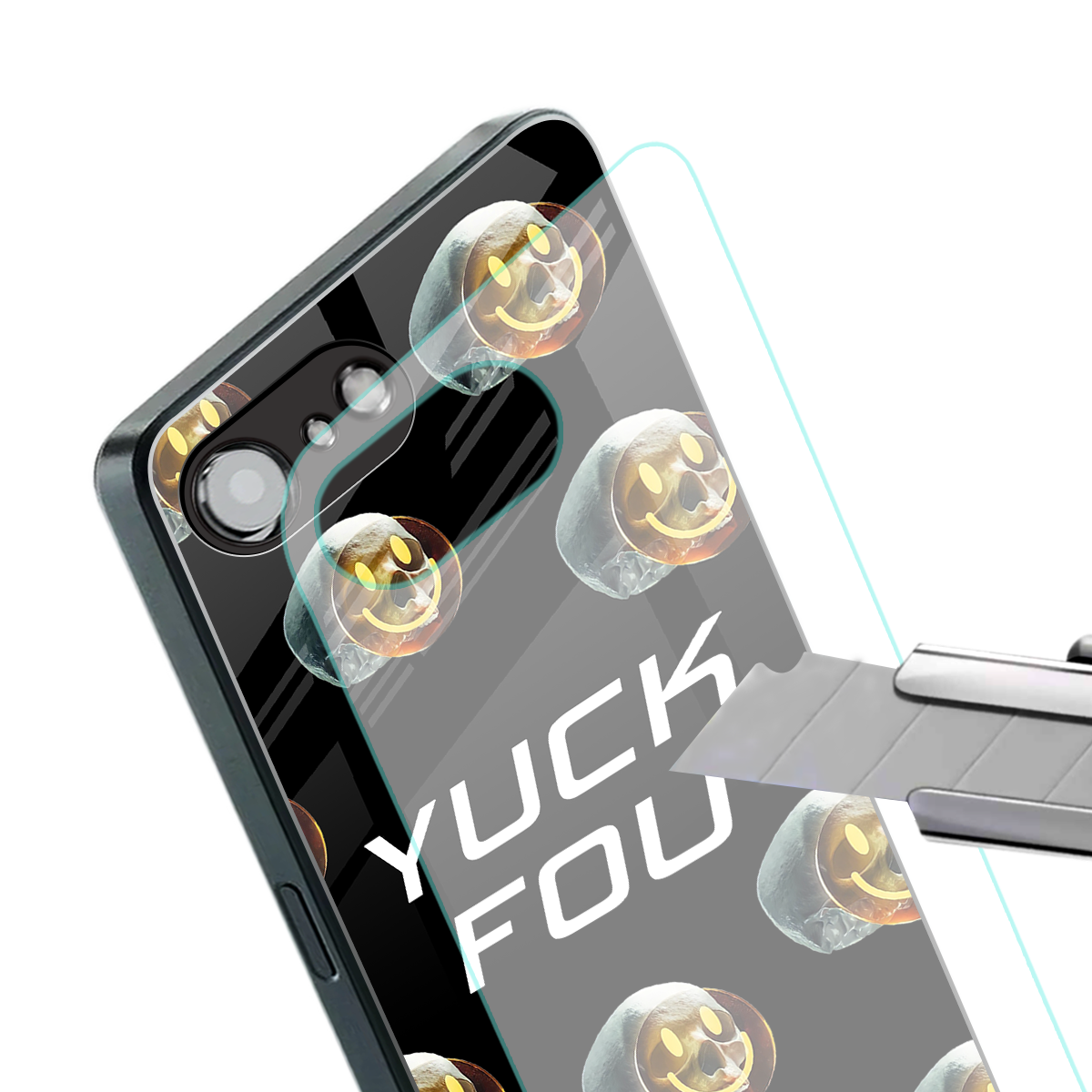 yuck fou back phone cover | glass case for iphone 16e