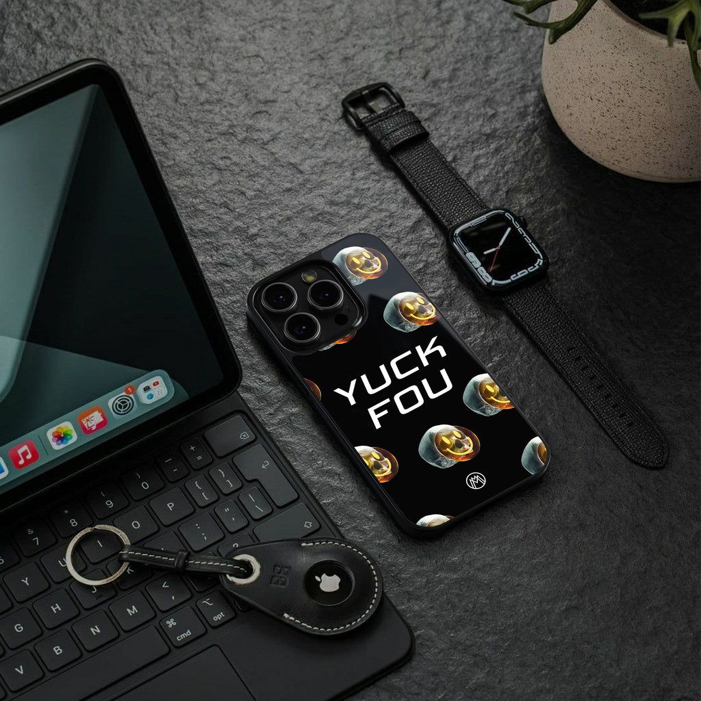 yuck fou back phone cover | glass case for iphone 15 pro max