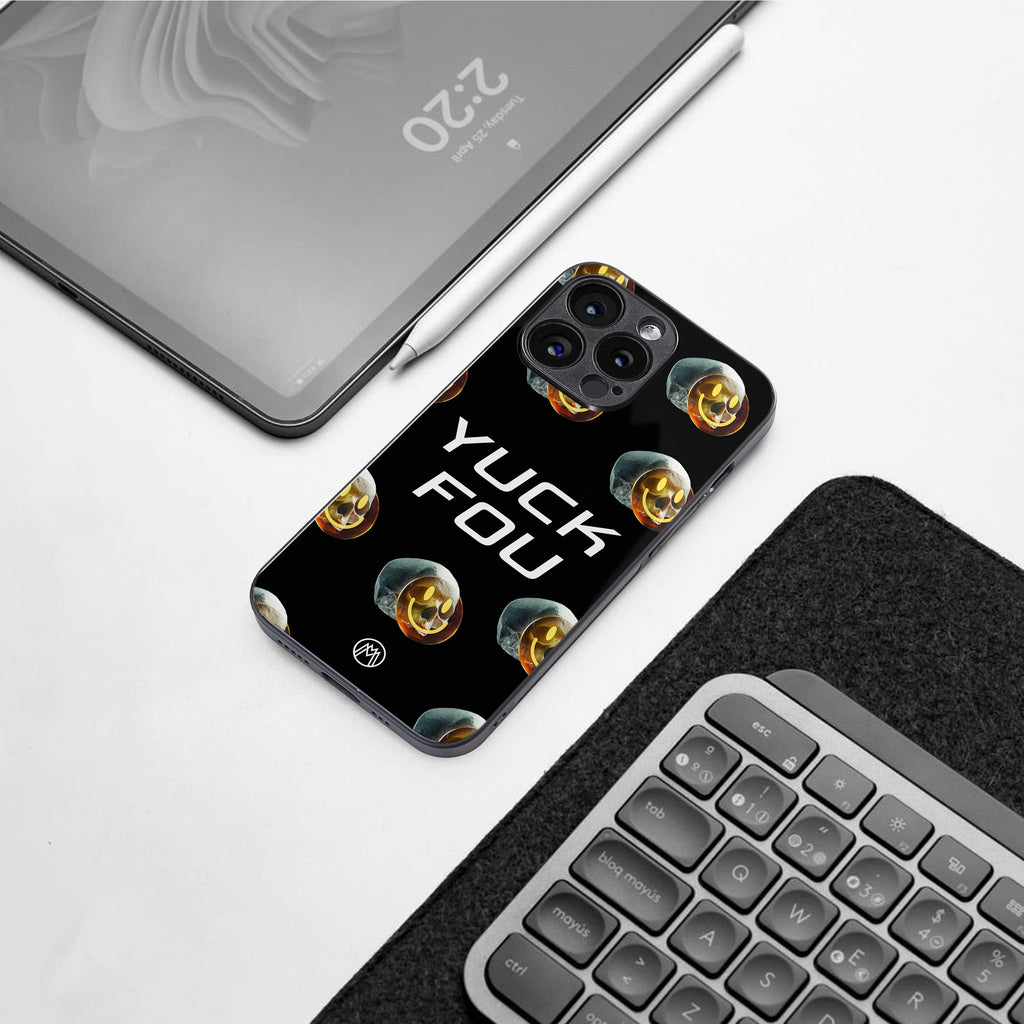 yuck fou back phone cover | glass case for iphone 15 pro max