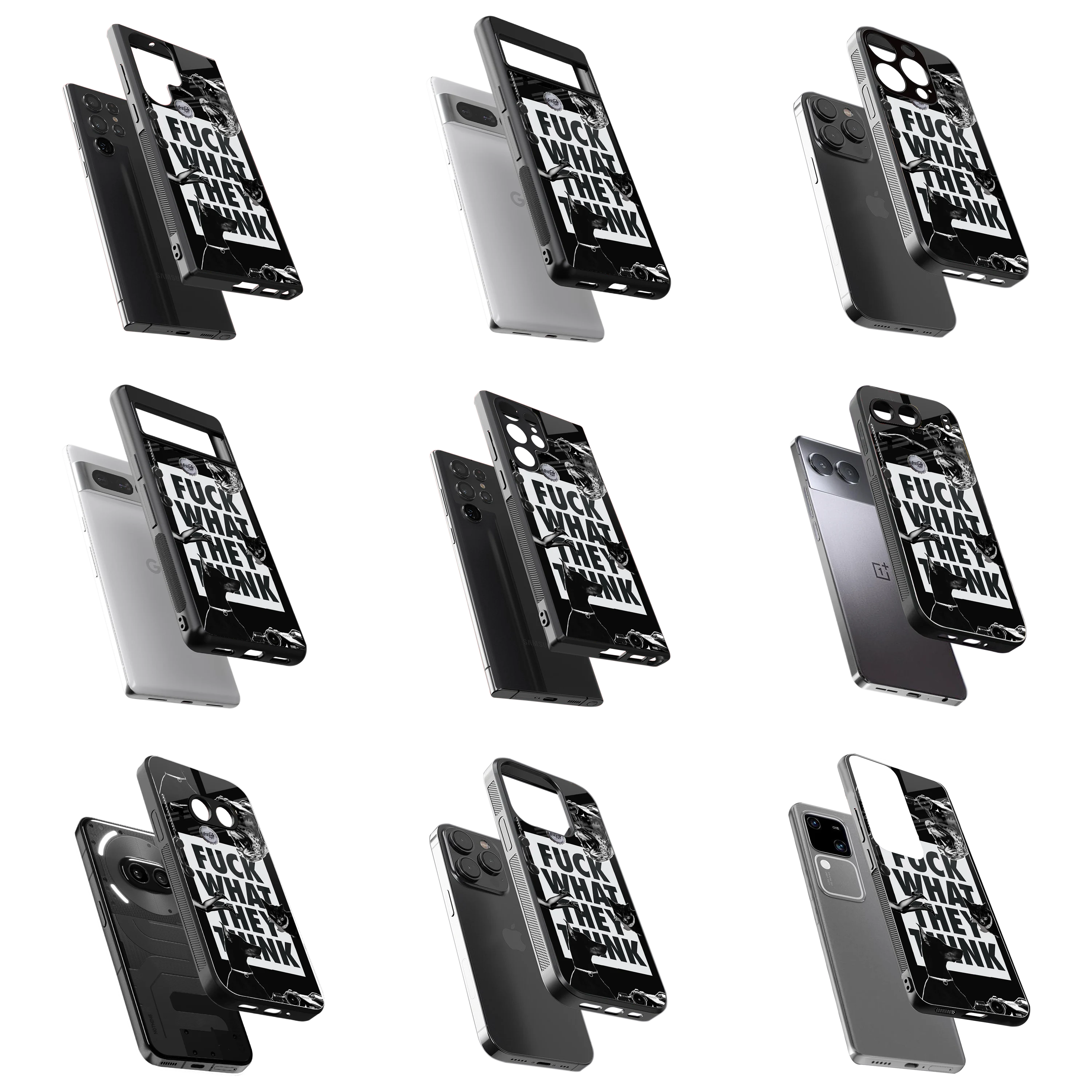 Durable Glass Back Mobile Case for iPhone, Samsung, OnePlus, Google Pixel, Redmi, Vivo, Oppo