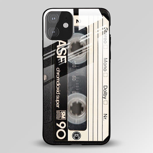 Vintage Cassette White Glass Case Phone Cover