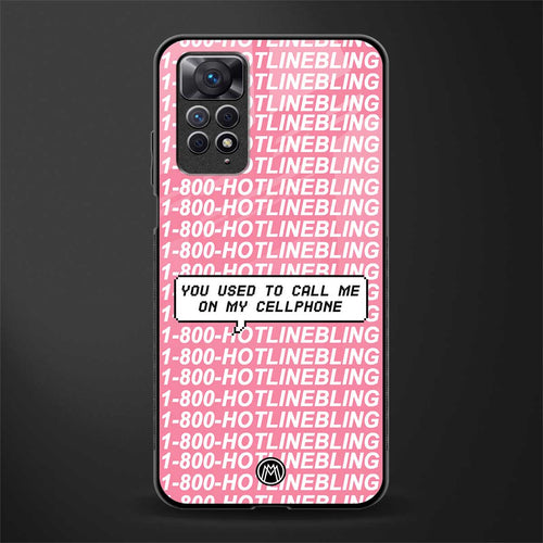 1800 hotline bling back phone cover | glass case for redmi note 11 pro plus 4g/5g