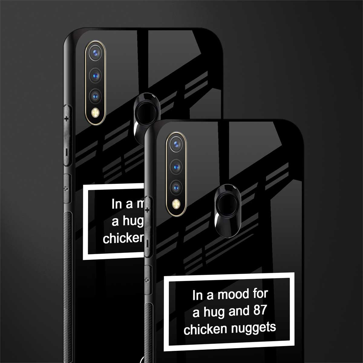 87 chicken nuggets black edition glass case for vivo u20 image-2