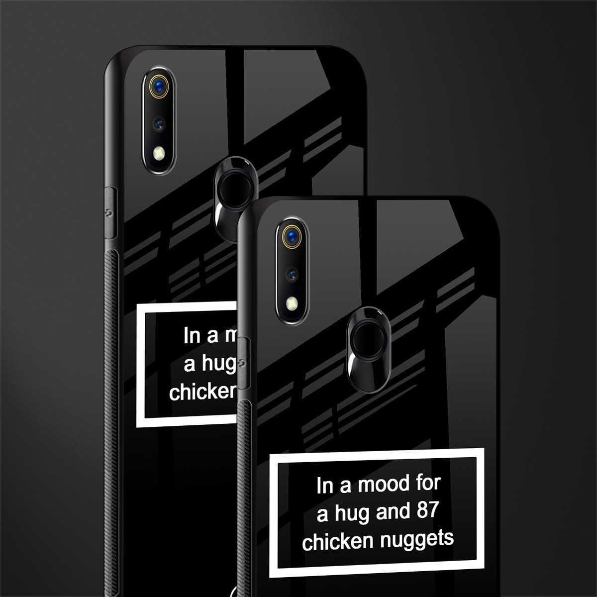 87 chicken nuggets black edition glass case for realme 3 image-2