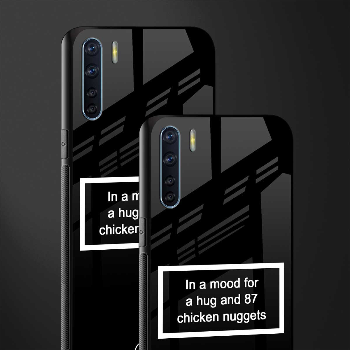 87 chicken nuggets black edition glass case for oppo f15 image-2