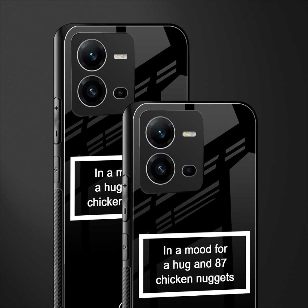 87 chicken nuggets black edition back phone cover | glass case for vivo v25-5g