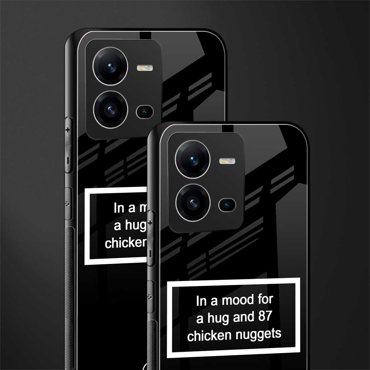 87 chicken nuggets black edition back phone cover | glass case for vivo v25-5g