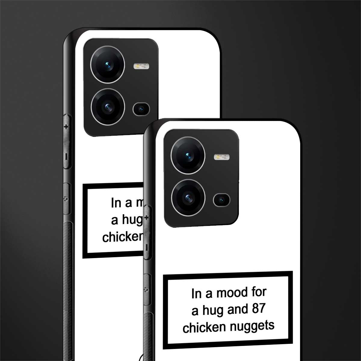 87 chicken nuggets white edition back phone cover | glass case for vivo v25-5g