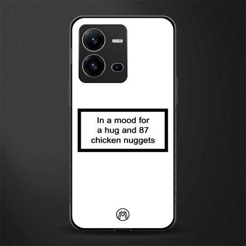 87 chicken nuggets white edition back phone cover | glass case for vivo v25-5g