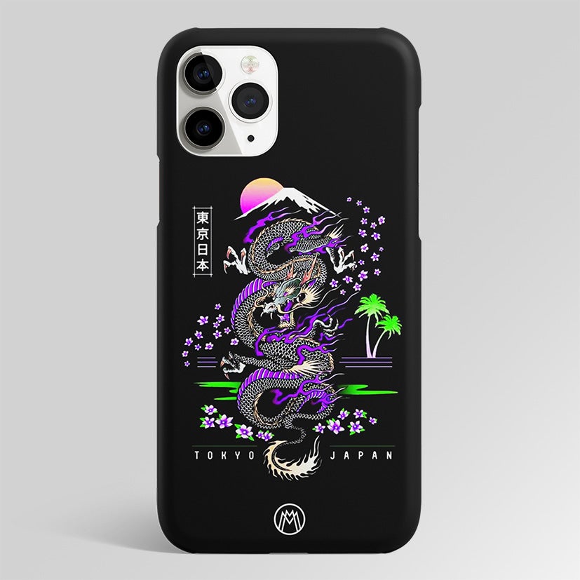 Tokyo Japan Purple Dragon Black Matte Case Phone Cover