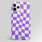 Purple White Trippy Check Pattern Matte Case Phone Cover