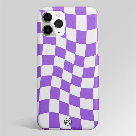 Purple White Trippy Check Pattern Matte Case Phone Cover