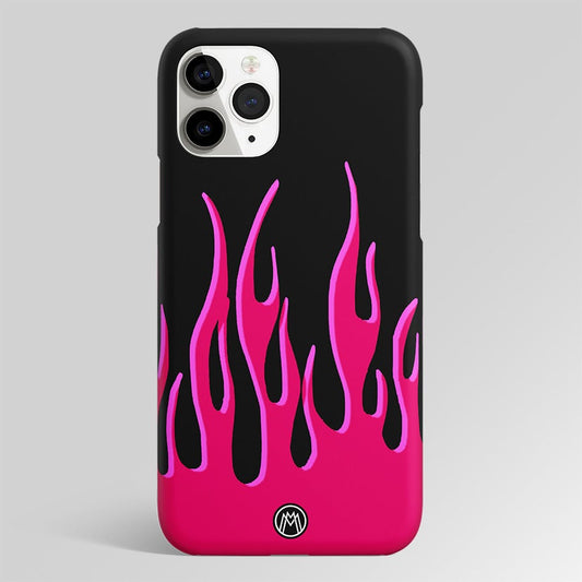 Pink Flames On Black Matte Case Phone Cover
