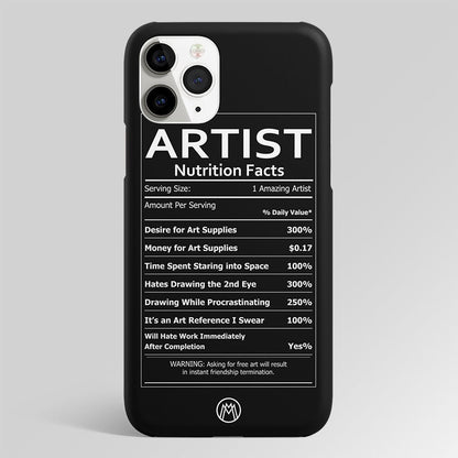 Artist Nutrition Facts Label Matte Case Phone Cover