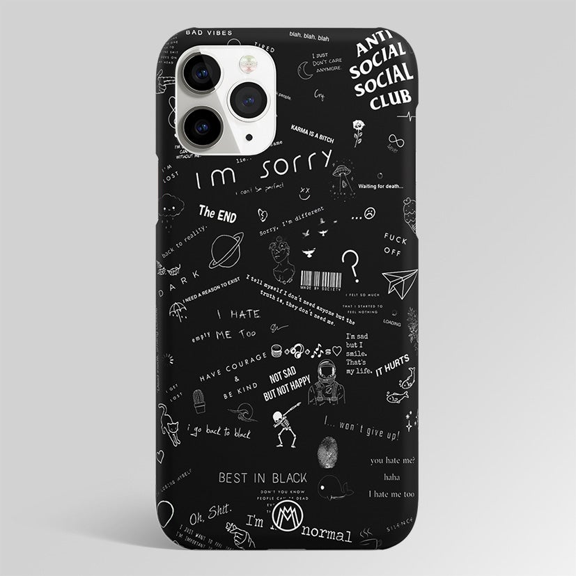 Minimalistic Black Collage Aesthetic Matte Case Phone Cover