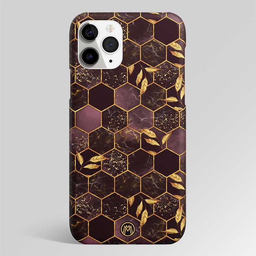 Black Maroon Tile Marble matte Case Phone Cover