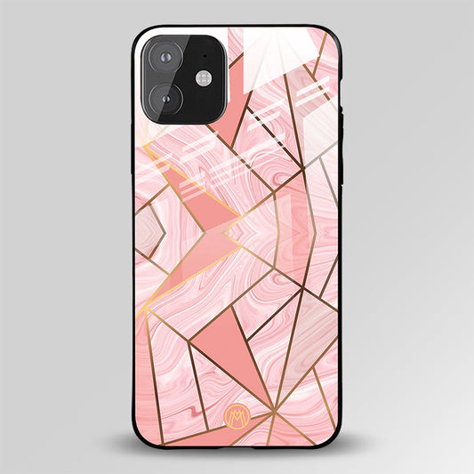 Pink Peachy Geometric Glass Case Phone Cover