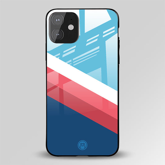Blue Red White Pattern Stripes Glass Case Phone Cover