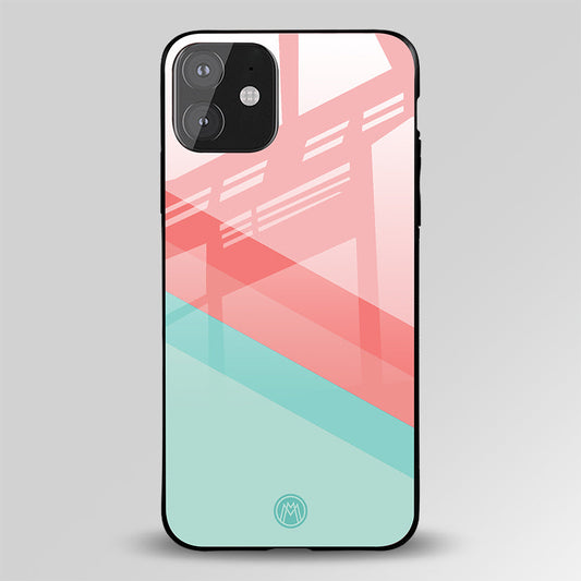 Peach Pink Blue Pattern Stripes Glass Case Phone Cover