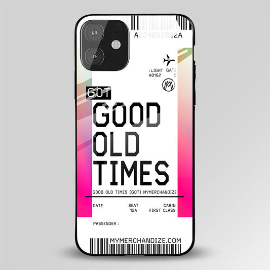 Good Old Times Boarding Pass Ticket Glass Case Phone Cover